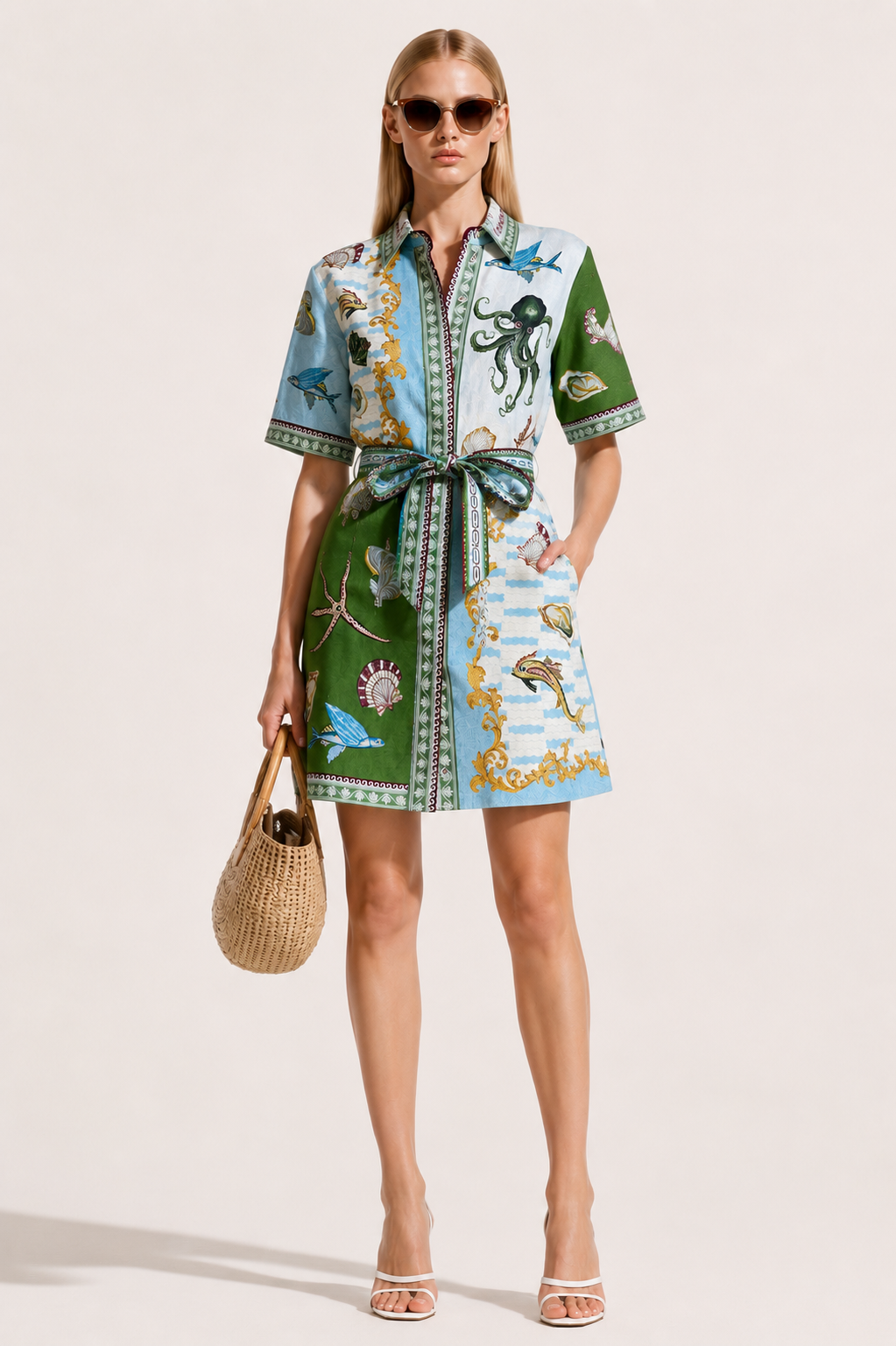 Robe Chemise Courte Méditerranéenne Femme – Style Riviera Chic Été