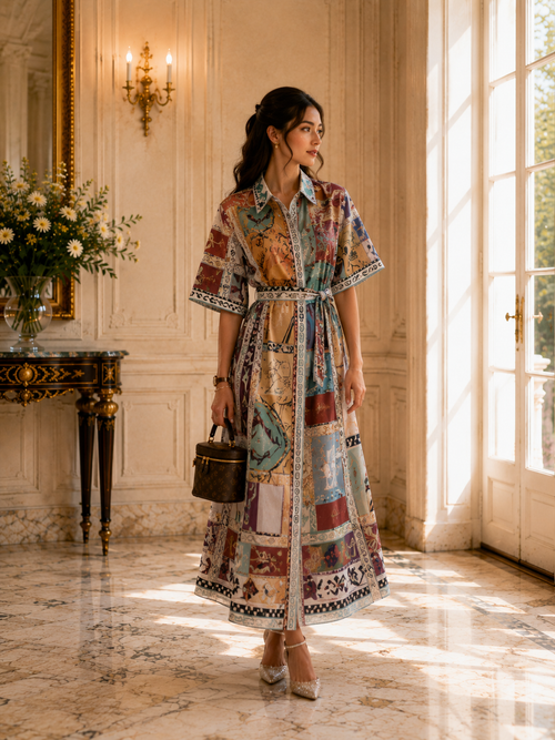 Robe Longue Artistique Riviera Élégance